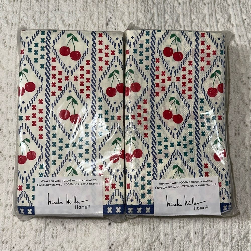nicole miller 40 x 2pk Guest Paper Towel Napkins Cherry Print